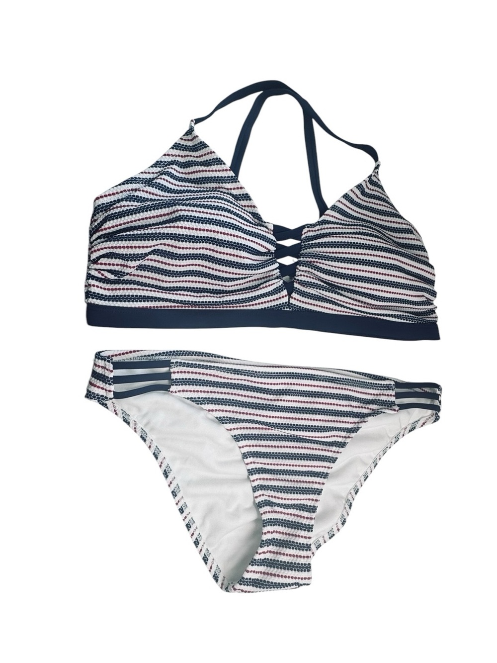 Xhilaration 18W Striped 2-Piece Bikini Set - Navy Red White Nautical